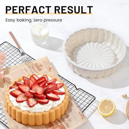 Vinino 8 Inch Charlotte Cake Pan with Reinforced Frame, Silicone Cake