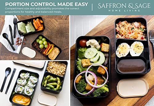 Saffron & Sage 42oz Black Bento Lunch Box