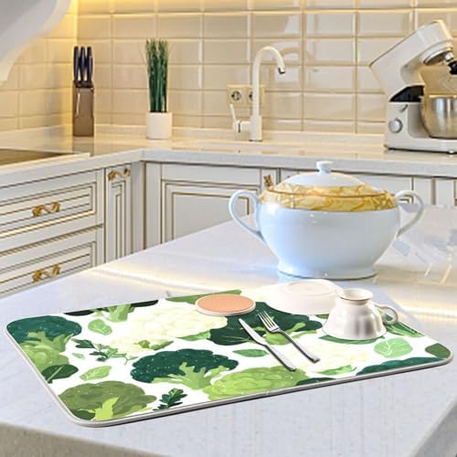OTVEE Vegetable Garden Art Dish Drying Mat for Kitchen Counter
