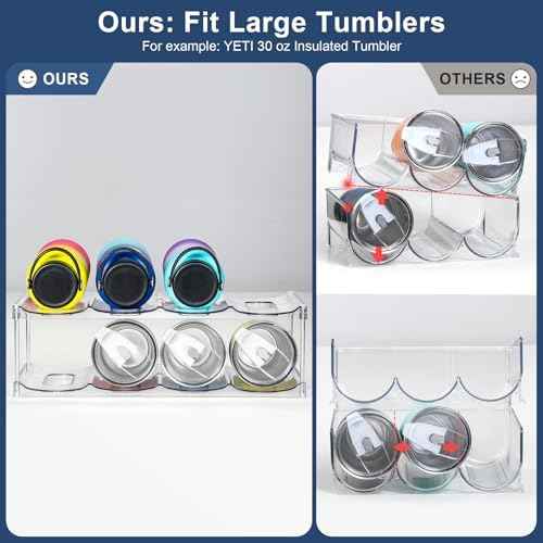 LARGER Compartment - 2 Tier Stackable Water Bottle Organizer Holder