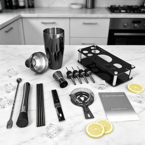 14-Piece Cocktail Shaker Set with Stand, Bartender Kit, 25oz Shakers