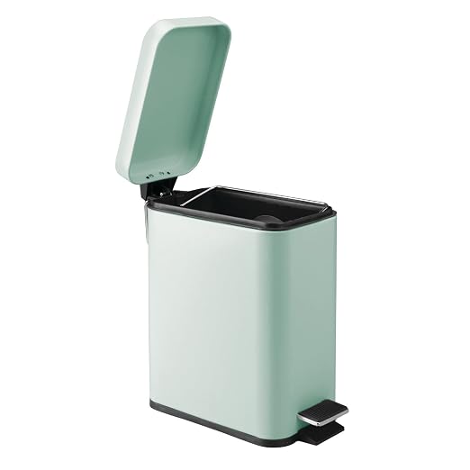 mDesign Small Modern 1.3 Gallon Rectangle Metal Lidded Step Trash Can, Compact - Image 7