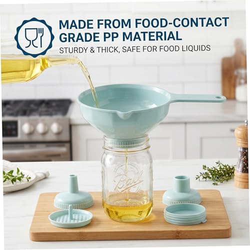 Kitchen Funnel Set - Wide Mouth Funnels with Detachable Strainers