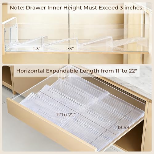UFORU Acrylic Drawer Spice Organizer 8 Pack,Expandable 11‐22" Tray