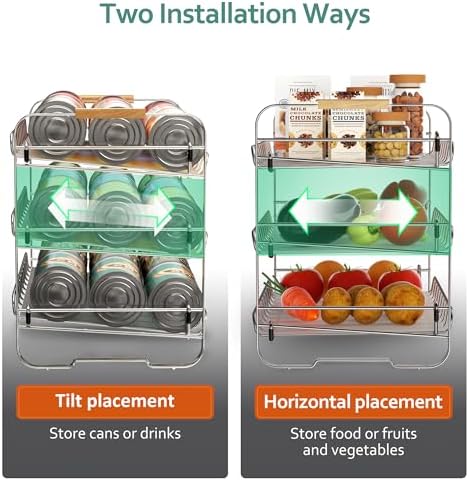 MAXIFFE 3 Tier Can Organizer for Pantry, Space-Saving Adjustable Easy