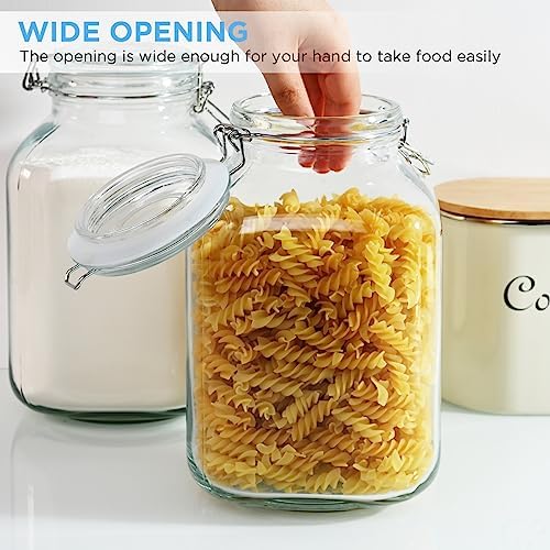 106oz Square Glass Jars with Airtight Lid, Mason Jars Set of 2