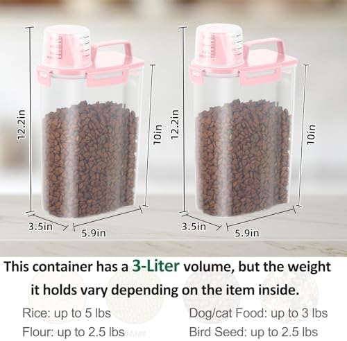 2 Pack 3 Lbs Pet Dog Cat Food Bird Seed Storage Containers for Travel