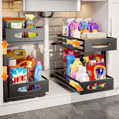 mixeshop 2-Tier Under Sink Organizer, Black