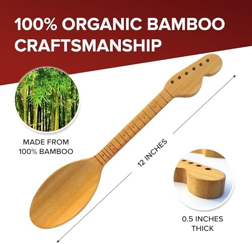 Guitar Bamboo Cooking Utensils Set (4-Piece) | Wooden Spoons and