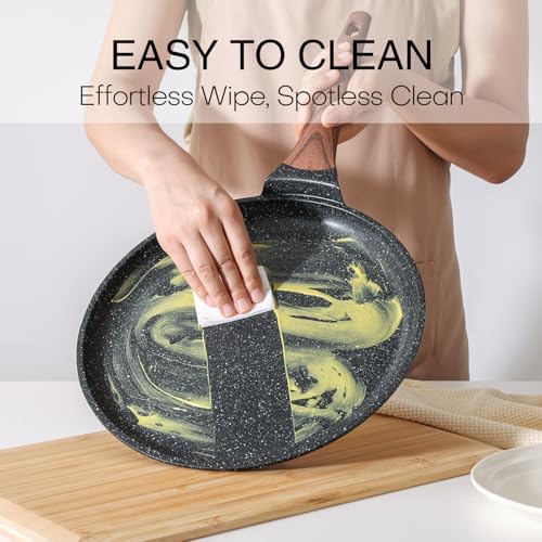 Kordisen Crepe Pan Nonstick, 10 Inch Dosa Pan with Spreader, Granite