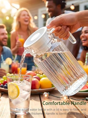 Acrylic Transparent Water Jugs Striped Pitcher with Lid 500ML
