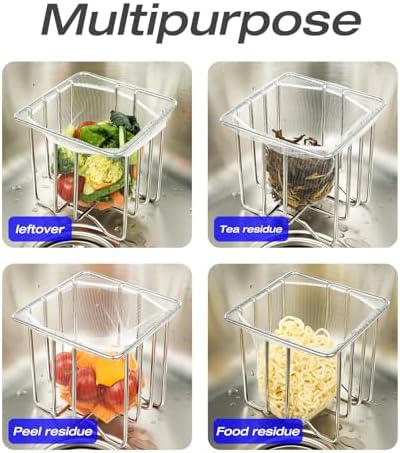 Kitchen Sink Strainer with Basket Holder and 200 Net Bags