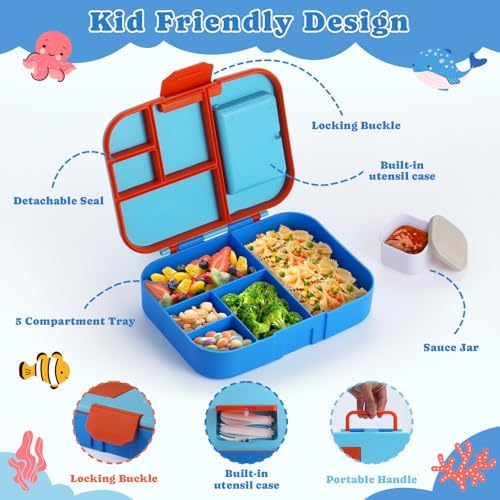 QQKO Bento Box for Kids, Bento Box Adult Lunch Box, Lunch Containers