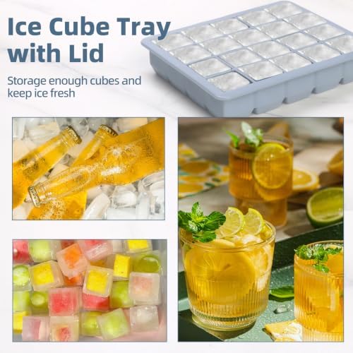 Silicone Ice Cube Tray 4 Pack - EASY RELEASE ice cube tray with lid