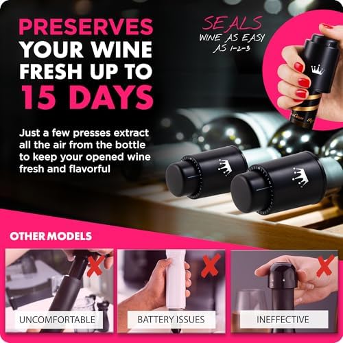 VINABON Vacuum Wine Stopper Set [Pack of 2] - Updated 2026 Preserves