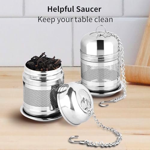 Fri4Free 2PCS Fine Mesh Stainless Steel Tea Infusers with Chain Hook &