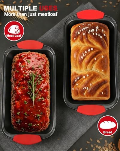 Meatloaf Pan with Drain Tray, 2PCS Nonstick Meat Loaf Pan with Drip