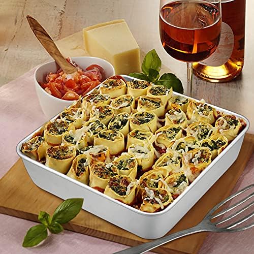 TeamFar 9 x 9 Inch Baking Pan, Stainless Steel Square Cake Pan