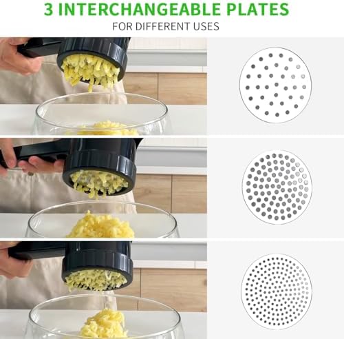 LHS Potato Ricer, Potato Masher for Potatoes with 3 Interchangeable