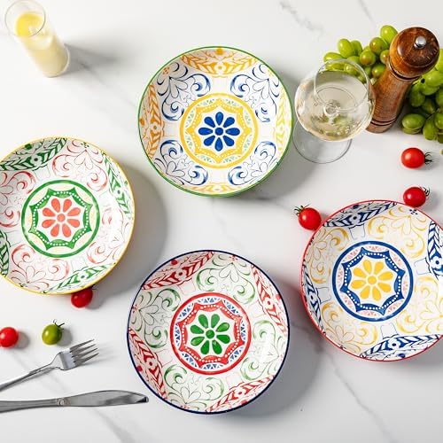 LEHAHA Pasta Bowls Set of 4, 8.25 inch Ceramic Serving Bowls for Daily