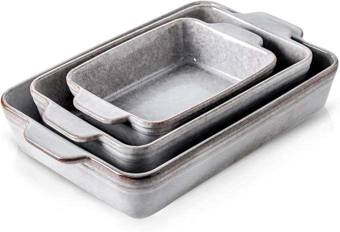 KOOV Bakeware Set, Ceramic Baking Dish Set, Rectangular Casserole Dish Set by KOOV