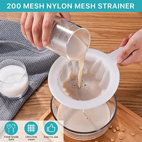 4 Pcs 200 Mesh Food Filter Strainer with 1 Pcs Funnel and Squeezing
