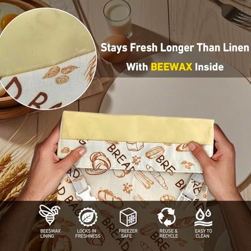 1-Pack Reusable Beeswax Bread Bag, XL Organic Cotton