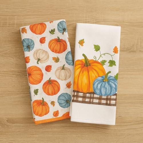 6-Piece Fall Pumpkin Kitchen Set – 2 Dish Towels, 2 Pot Holders, 1