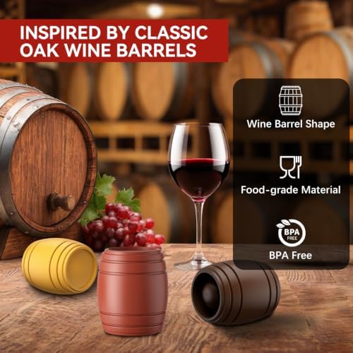 Wine Stoppers for Wine Bottle, 3 Pack Barrel-Shaped Silicone Bottle