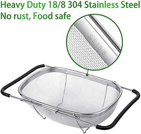 Tiawudi 6-Quart Over-the-Sink Colander, Stainless Steel