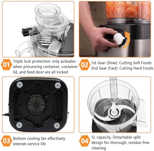 Vegetable Chopper Dicer and Food Processor, 5000ml, Two-Speed