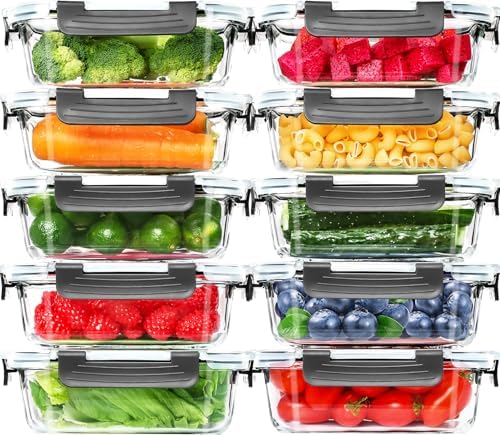 Skroam 10 Pack Glass Meal Prep Containers, 22 OZ