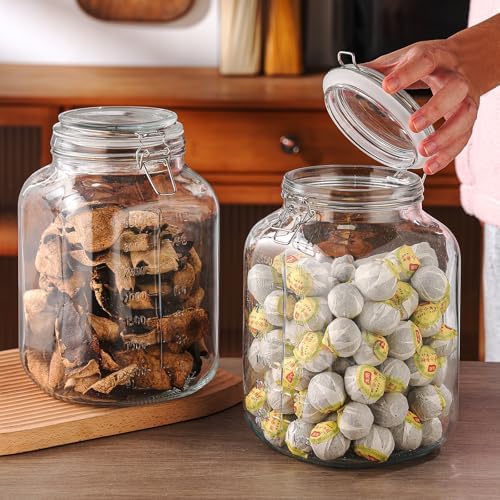 1.1 Gallon Large Glass Food Storage Jars with Airtight Lids,Set of 2