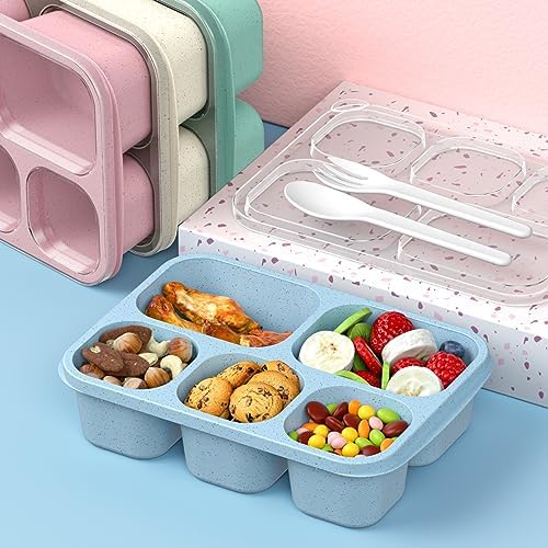Bento Box Adult Lunch Box - 4 Pack, 5 - Compartment Meal Prep
