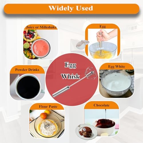 Stainless Steel Semi Automatic Whisk Egg Beater, 10in