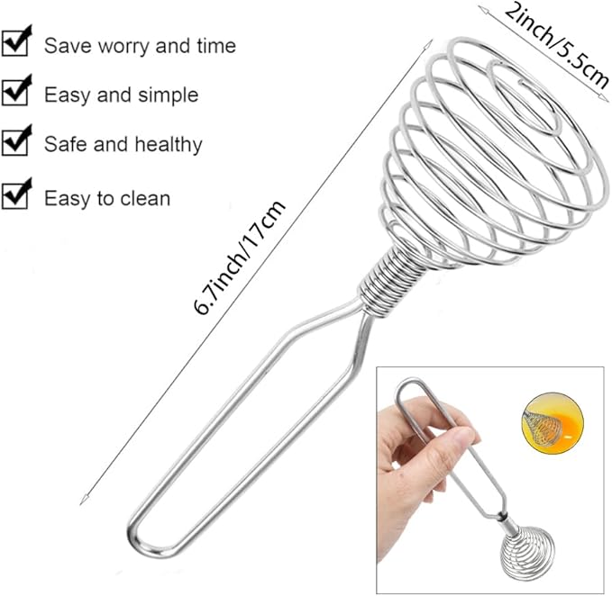 Stainless Steel Spring Coil Whisk 1 Pack, Wire Whip Egg Beater, Kitchen - Image 2