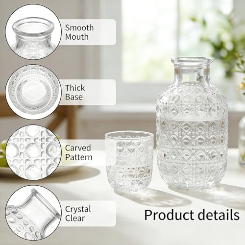 Coloch 2 Sets Vintage Bedside Water Carafe Set With Tumbler, 4 Pcs