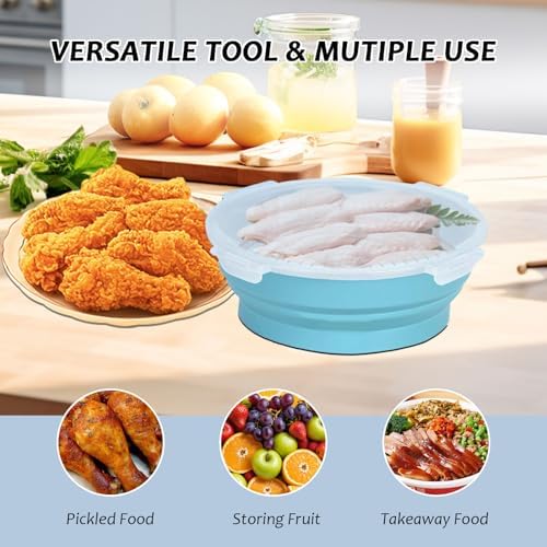 Collapsible Breader Shaker Bowl with Lid, 10 x 3.5 Inch Breading