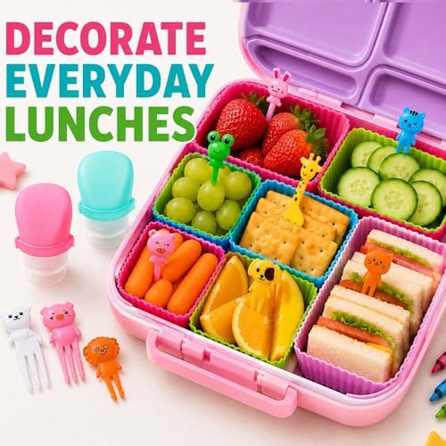 66 Pcs Bento Box Accessories Set with 1 oz Mini Condiment Squeeze