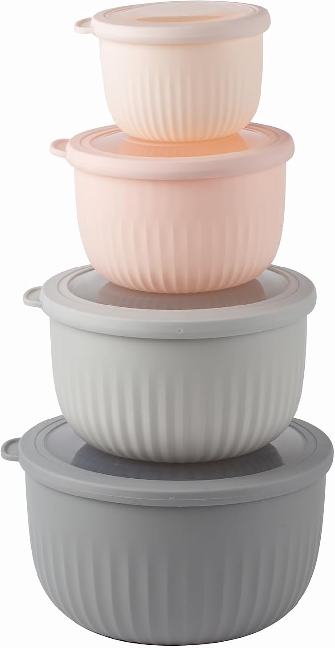 COOK WITH COLOR Prep Bowls with Lids- Wide and Deep Nesting Plastic Small by CookwithColor