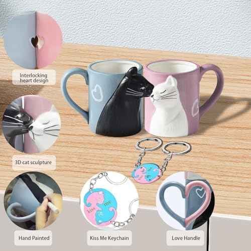 Couple Gifts Cute Kissing Cat Mug Matching Couples Stuff Ceramic