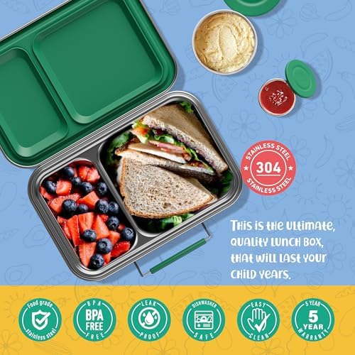 AOHEA Stainless Steel Lunch Box for Kids, Leak Proof Bento Lunch Box