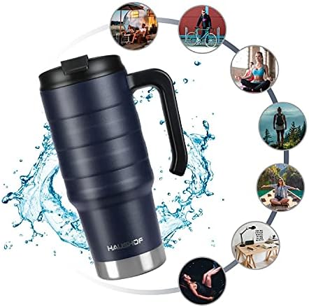 HAUSHOF 24 oz Travel Mug, Stainless Double Wall Vacuum Insulated