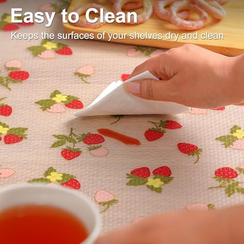 Cooyes Shelf Liner, Premium Waterproof EVA Mats, 11.8"x120" Strawberry