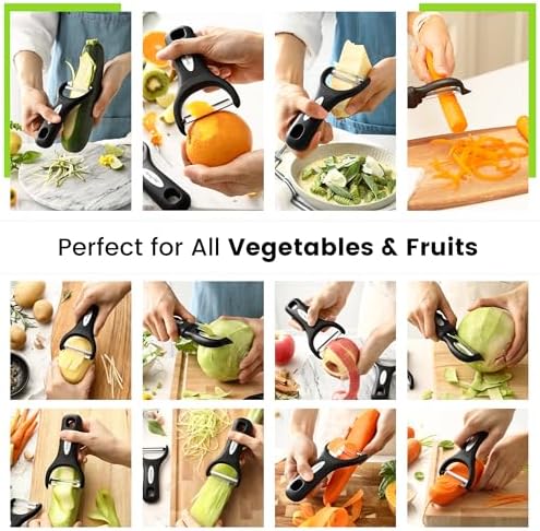 Spring Chef 3pcs Vegetable Peelers for Kitchen, Swivel, Y & Julienne