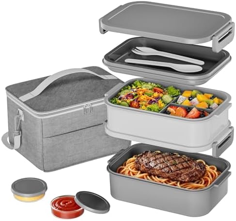 Adults Lunchbox Bento Box with Lunch Bag- 74 OZ All-in-One Stackable