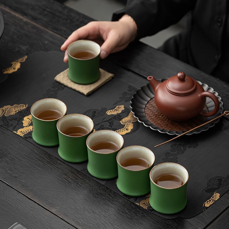 Green ceramic coffee cups (6*6*5.7cm,90ML), 6-piece set of