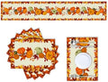 Fall Table Runner and Placemats Set, Orange Pumpkin and Leaf, 72 Inch