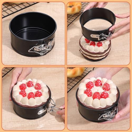 10 Pcs 4 Inch Springform Pan Set, Nonstick Leakproof Mini Cheesecake