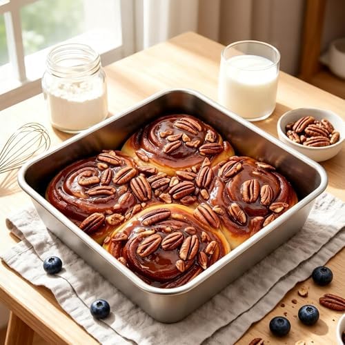 2 Pack Stianless Steel 8x8 Baking Pan with 60 PCS Parchment Paper